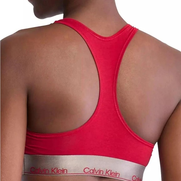 Calvin Klein Logo Band Bralette Red Small NWOT QF8285 - Picture 2 of 2